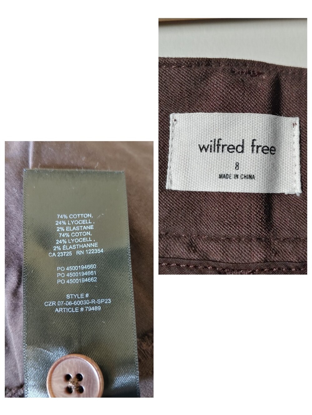 Aritzia Wilfred Ascendant Pant High Rise Utility Wide Leg Size 8 Brown - Picture 16 of 16